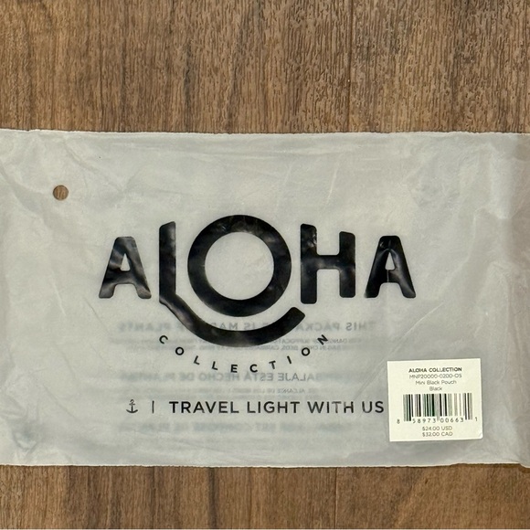 ALOHA Splash-Proof Mini Pouch Black Compact Durable Minimalist Travel Beach Pool - Picture 3 of 8
